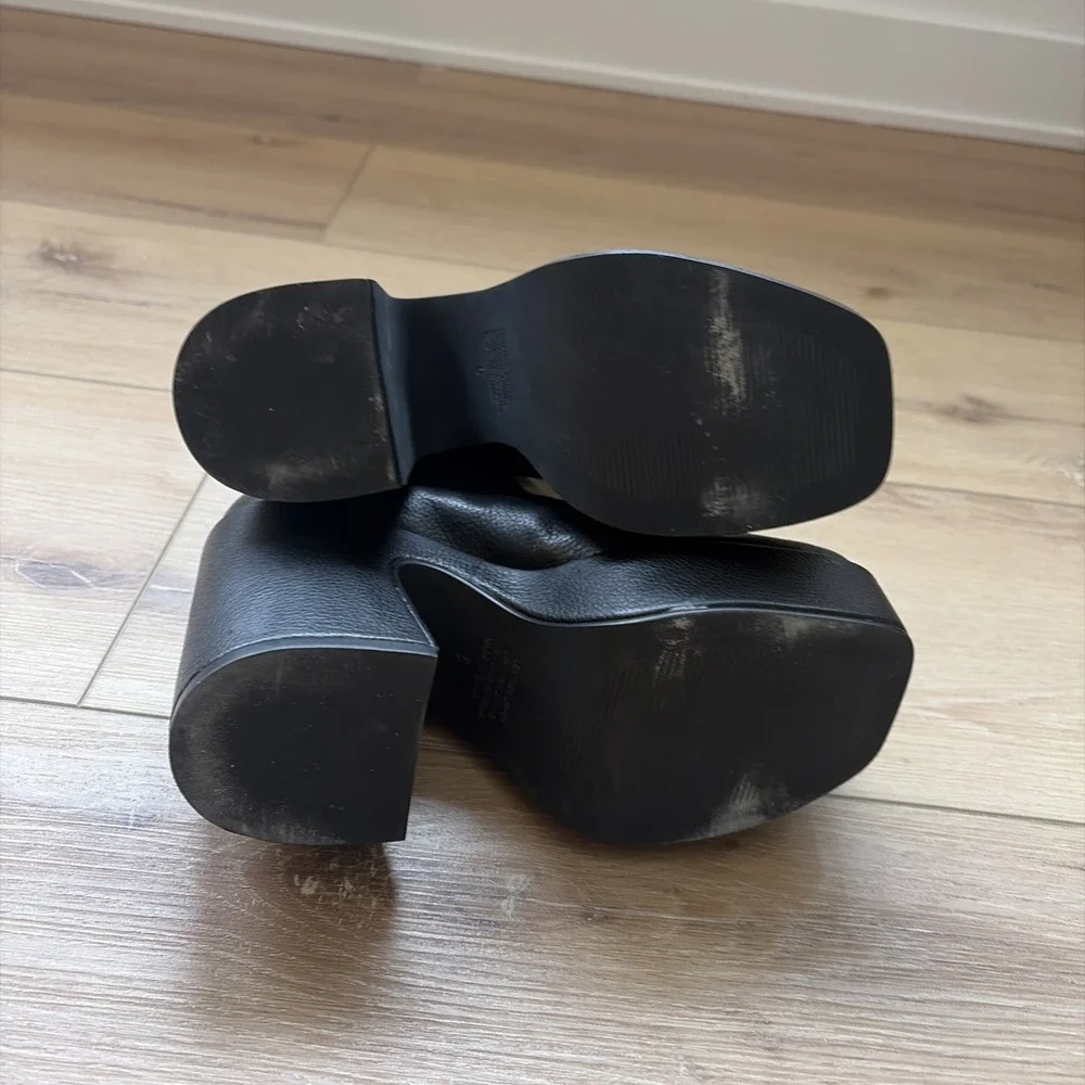 Intentionally Blank Celeste Leather Chelsea Platform Boots Sz 6‎ Black Y2K Style